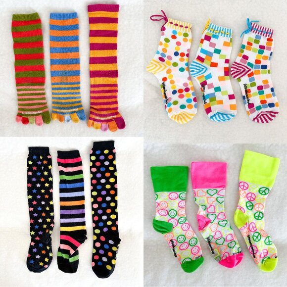 LOT of Little Miss Matched Girls Crazy Socks - 4 Sets of 3 Socks - Multicolor - Picture 1 of 8